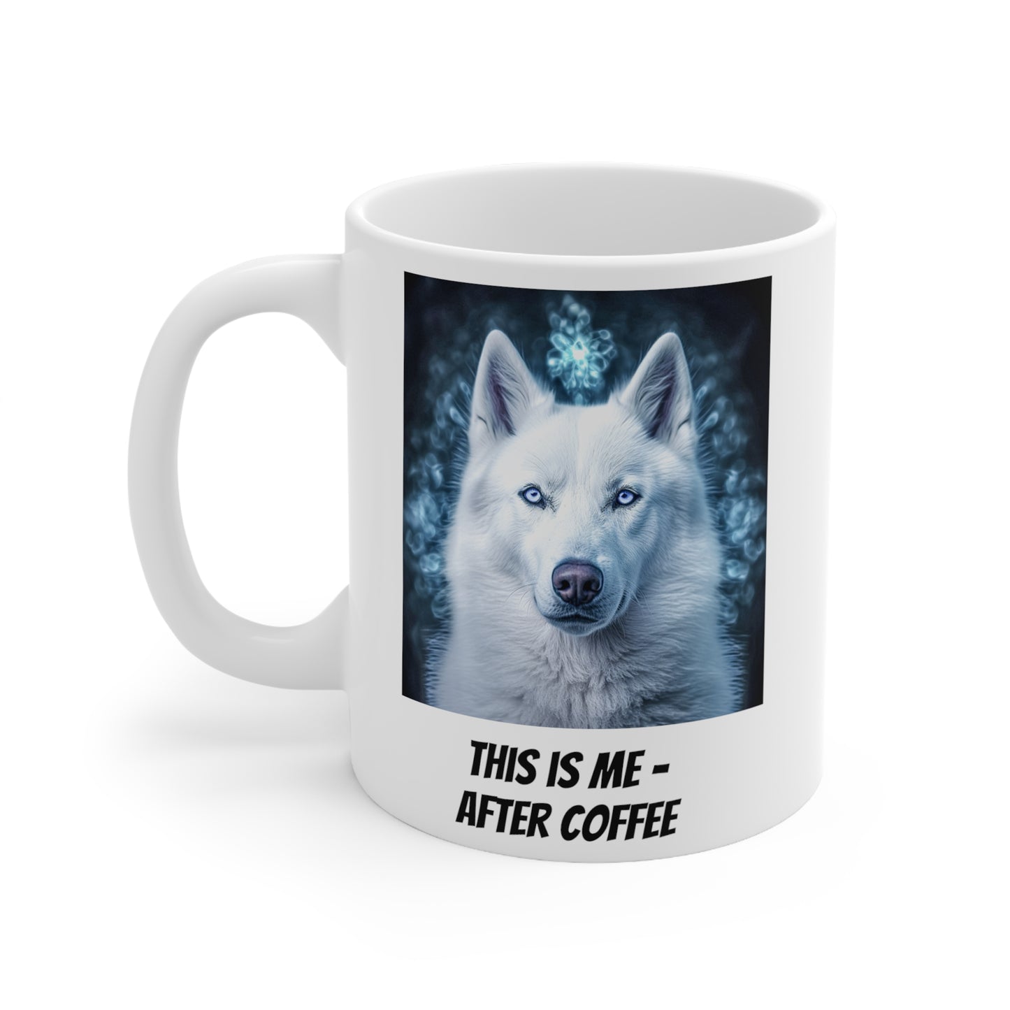 Mug - 11oz White - Kyro "Before and After Coffee" - Different Images on Either Side of the Mug
